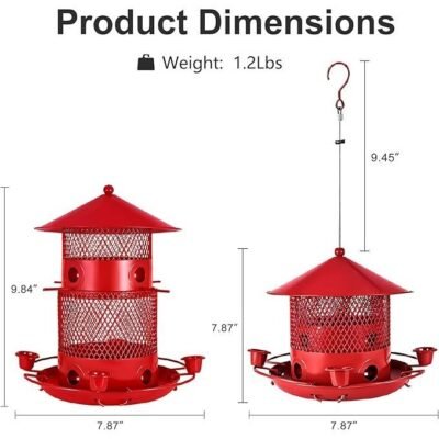 Bird Feeder for Outdoors Hanging, Metal Wild Bird Feeder